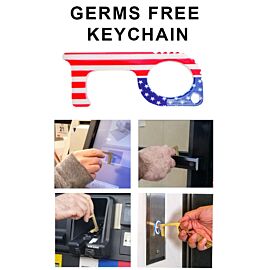 Llavero con diseño de bandera estadounidense libre de gérmenes