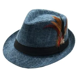 Wholesale Blue Color Trilby Fedora Hat-1