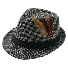 Wholesale Adult Black and White Trilby Fedora Hat Set-0