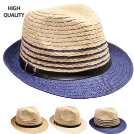 Bulk High-Quality Milan Straw Fedora Hat Set with Belt Band-1