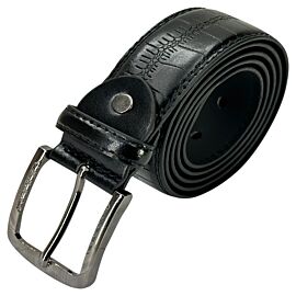 Wholesale Men's Snake Patterned Black Leather Belt. Buy in Bulk, save money!