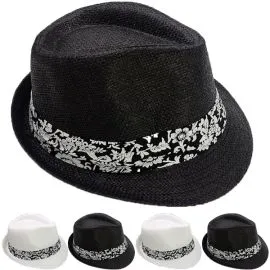 Wholesale Thin Brimmed Adult Straw Trilby Fedora Hat Set-1