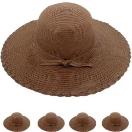 Buy Wholesale Plain Wide Brim Adjustable Straw Floppy Summer Hats for Women-1