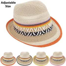 Wholesale Elegant Adjustable Multicolor Straw Party Trilby Fedora Hat-0
