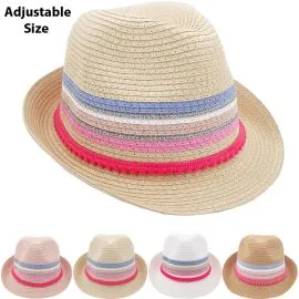 Wholesale Unisex Adjustable Multicolor Straw Party Trilby Fedora Hat Set-0