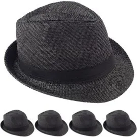 Wholesale Elegant Black Toyo Straw Trilby Fedora Hats-1