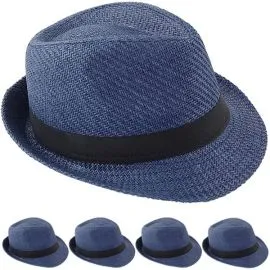 Buy Wholesale Elegant Blue Toyo Straw Trilby Fedora Hats - 60 CM-1
