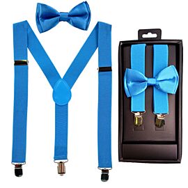 Light Blue Kid Bowtie and Suspenders Set - Wholesale Prices-1