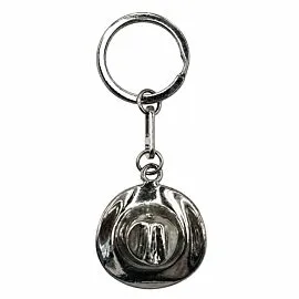 3D Cowboy Hat Keychain - Silver-Tone Western Rodeo Charm