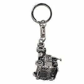 3D Semi Tractor Truck Keychain - Antiqued Silver-Tone Big Rig Trucker Charm