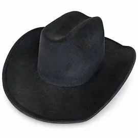 12 Pcs Wholesale Black Polyester Felt Cowboy Hats - Blank Western Hats