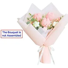 DIY Pink Crochet Tulips and Puff Flower Bouquet for Romantic Dates l Not Assembled