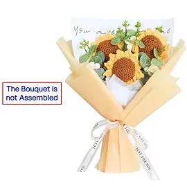 DIY Orange Crochet Sunflower and Puff Flower Bouquets l Not Assembled