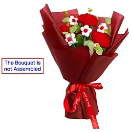 DIY Red Crochet Roses and Puff Flowers Bouquet  l Not Assembled