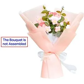 DIY Light Pink Crochet Flower Roses Bouquet  l Not Assembled