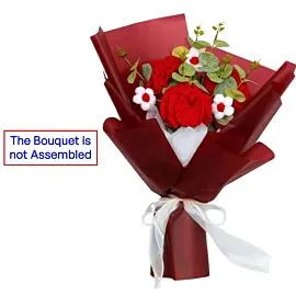 DIY Red Crochet Carnation Flower Bouquets l Not Assembled