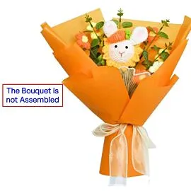 DIY Orange Crochet Rabbit Sunflower Easter Bouquets l Not Assembled