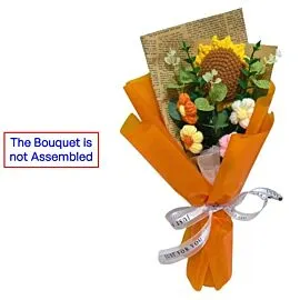 DIY Orange Crochet Sunflower Bouquet with Puff Flowers for Celebrations l Not Assembled