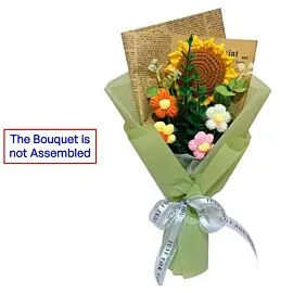 DIY Green Crochet Sunflower with Puff Flowers Get Well Soon Bouquets l Not Assembled