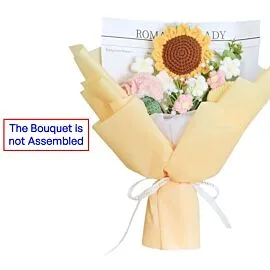 DIY Orange Crochet Sunflower, Carnation, Tulips and Puff Bouquets l Not Assembled