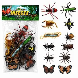 Dozen Wholesale Insect Figures - Butterfly, Beetle & Scorpion | 12 Pc Bug Playset