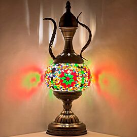 Wholesale Red Petal Flower Pitcher Style Handmade Mosaic Glass Lamp