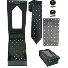 Black Polka Dot Classical Tie Set Wholesale-1
