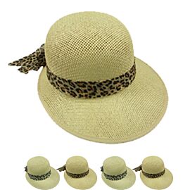 Bulk Woman Wide Brim Leopard Banded Sun Visor Beach Hat - Buy Now!-1
