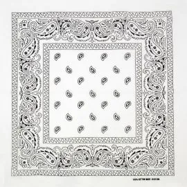 White Paisley Printed Cotton Bandanas-5