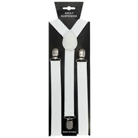 Adult White Color Wholesale Suspenders