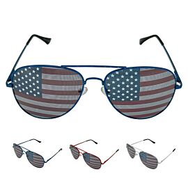 American Flag Metal Flag Sunglasses for Men and Women - Assorted Colors | UV 400