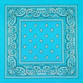 Light Blue Paisley Print Polyester Bandanas