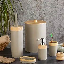 BATH SET - 5 SET - WHITE - GREY - BEIGE