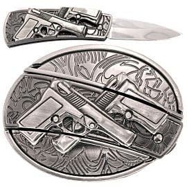 Wholesale Crossed Guns Knife Belt Buckle
