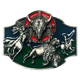 Bison Belt Buckle Native American on Hunt Design
