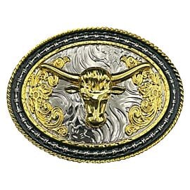 Gold & Black Shiny Bull Belt Buckle for Women