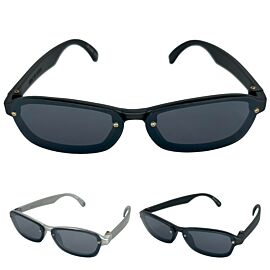 black and gray sunglasses with rectangular design