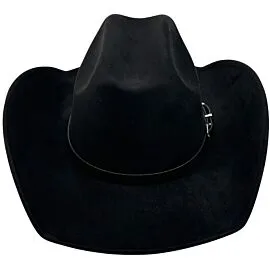 Dozen Wholesale Black Felt Cowboy Hats with Slim Tone-on-Tone Silver Accent Hatband