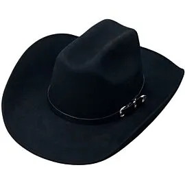 Dozen Wholesale Black Felt Cowboy Hats with Classic Plain Hatband - PREORDER