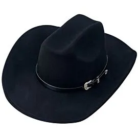 Dozen Wholesale Black Felt Cowboy Hats with Western Plain Design Hatband - PREORDER
