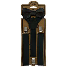 Wholesale Adjustable Suspenders for Kids - Elastic Y-Back Design with Strong Metal Clips - Black