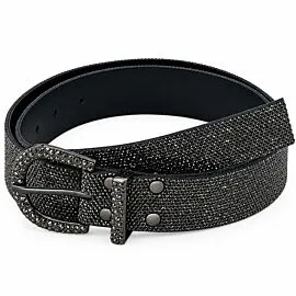 Wholesale Black Rhinestone Belt with Gunmetal Rhinestone Buckle