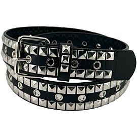 two line studded belts with metal punk design
