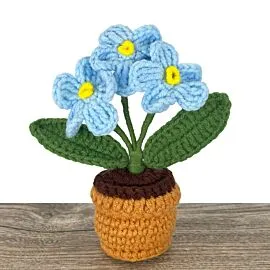 Wholesale Blue Crochet Forget Me Not in Crochet Flower Pot