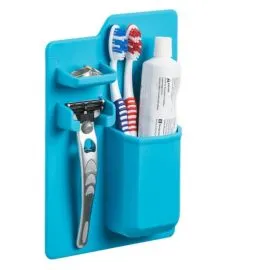 Soporte de silicona Blue Mighty para cepillos de dientes y pequeños artículos de baño
