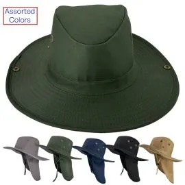 Assorted Colors Boonie Fishing, Camping, Hiking and Outdoor Hats with Neck FLap