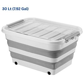 Wholesale Rolling Storage Containers – 8 Gal Collapsible Plastic Bins with Handles | 4 pcs