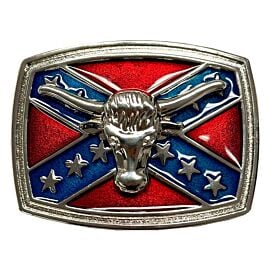 Belt Buckles Bulk Options - Eye-Catching Confederate Flag Design Longhorn Belt Buckle