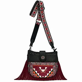 burgundy native design leather western bags for ladies
