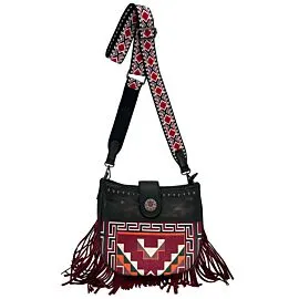 burgundy native design leather western bags for ladies
